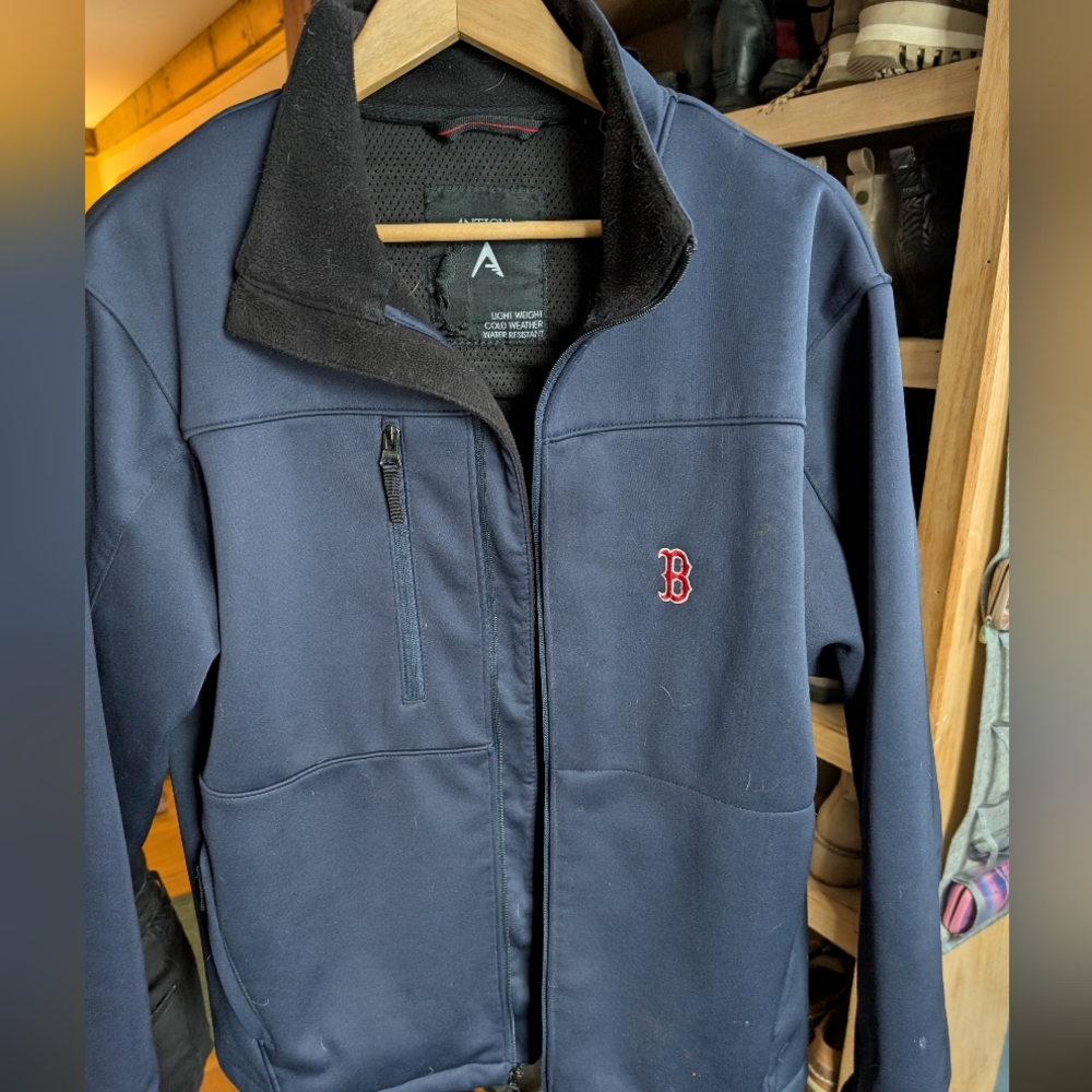 Navy Blue Jacket with Red Logo